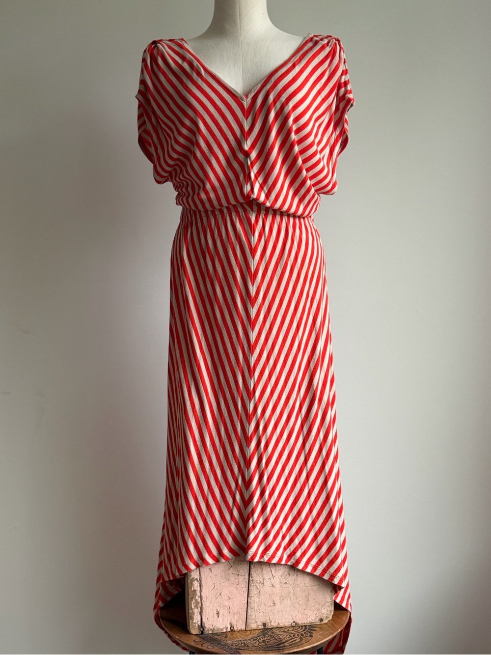 Mossimo Supply Co. Deep Orange and Tan Striped High-Low Dress